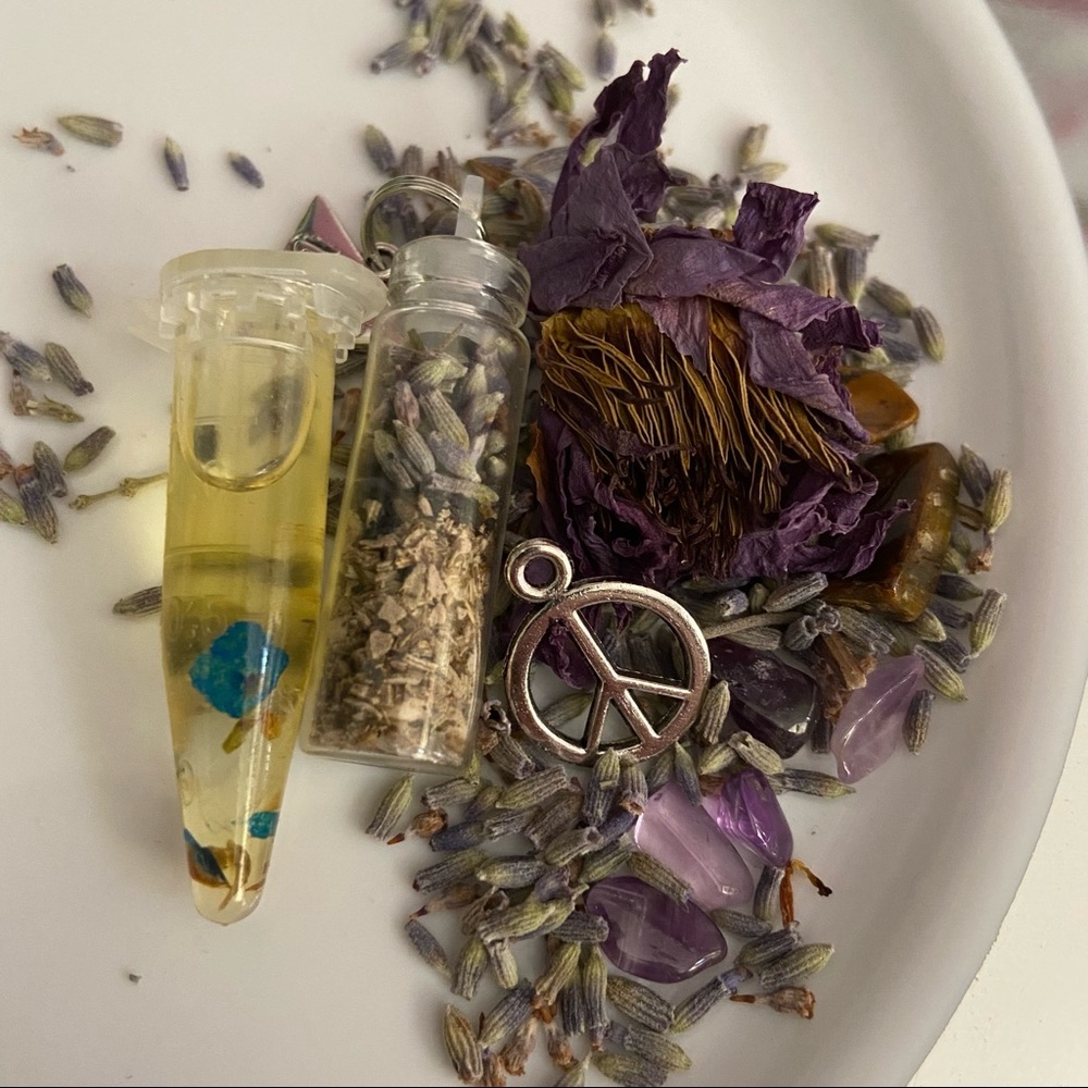 🪬 Protection evil eye pendent herb bottle necklace & charms Or ❤️Love spell